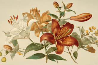 create a beautiful vintage botanical illustration poster