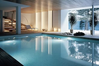 create 3d floor plan isometric view garden and swimming pool design