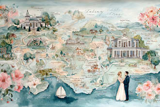 do custom watercolor wedding map