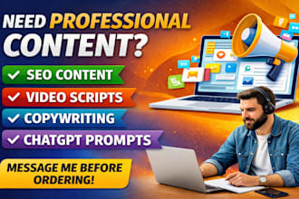 do SEO content writing, youtube scripts and copywriting