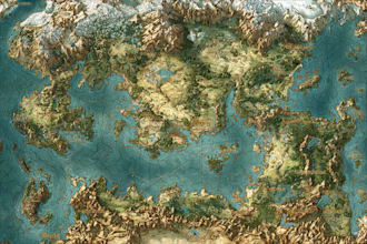create a fabu fantasy game map illustration