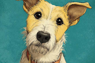 draw pet portrait animal illustration into vector cartoon
