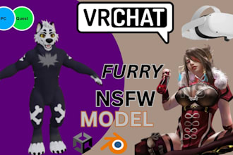 create custom vrchat avatar furry anime vtuber for PC and quest compatible