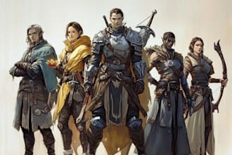 draw fantasy dnd party and dnd illustration for your