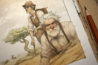 make hand drawn art illustration for you