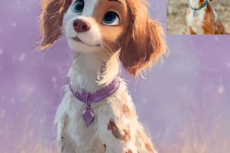 pet portrait into cute disney style