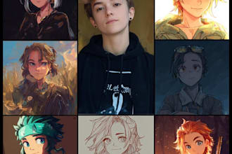 draw your or portraits in a cute anime semirealist art