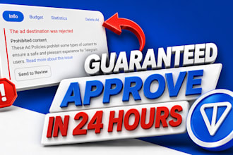 remove telegram prohibited error, fix telegram ad, approve telegram ads in 24hrs