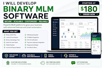 develop binary MLM software and compensation plan