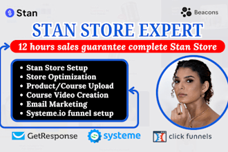 12 hours sales guarantee complete stan store setup, stan store digital product
