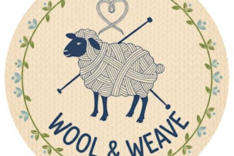 design a creative and cozy knitting logo for your brand
