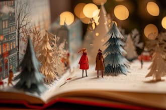 create childrens story book illustration christmas kid story