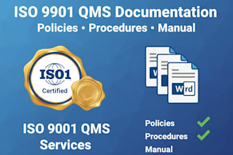 create iso 9001 qms policies, procedures, and templates for certification