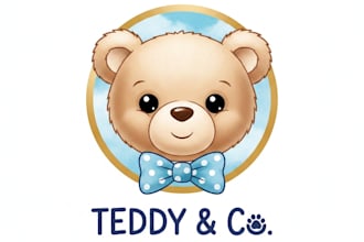 design a cute and memorable teddy logo for your brand or shop