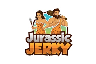 design mascot cartoon logo for caveman jerky