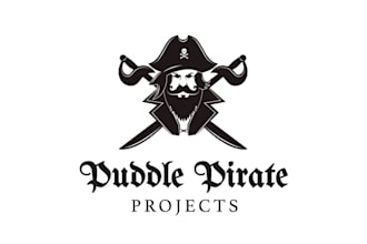 make beautiful fun and funky pirate logo for a woodworker
