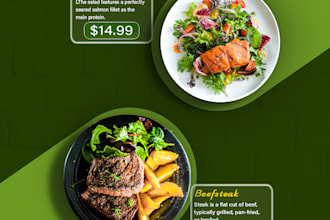 design eye catching food posters and restaurant manus