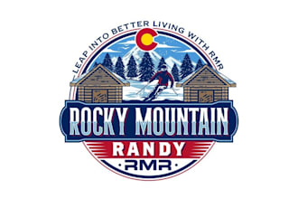 design mountain skier jumping off house logo