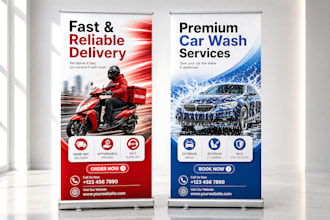 do roll up banner, yard sign, sign billboard design in 5hr