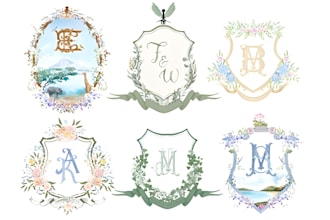 do a luxury wedding logo, bridal monogram, couple initials and bridal branding