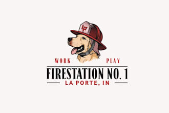 design animals mascot cartoon firehouse logo