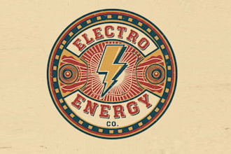 draw awesome energy vintage logo design with unlimited review