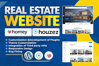 customize design for real estate website in houzez and homey theme