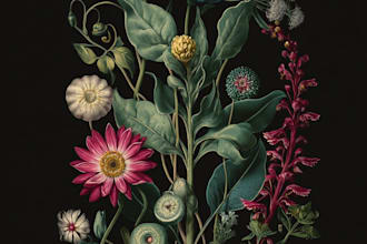 draw botanical illustrations of flowers