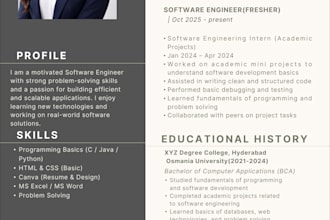 design a professional canva resume or portfolio