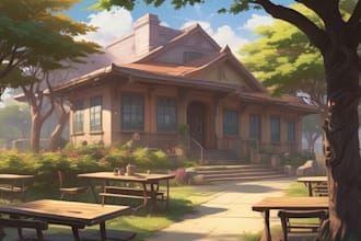 draw anime background and environment art