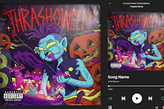 illustrate cartoon album cover for your band and playlist