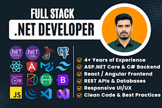 develop full stack apps with dot net core, react, angular