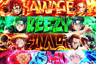 design unique anime banner for youtube, twitch, discord, vtuber