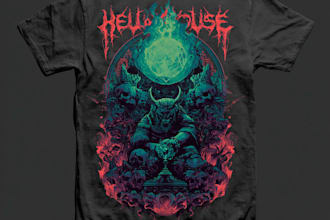 create custom pop or dark illustration for t shirt design