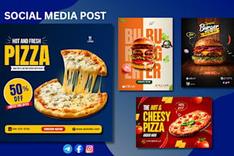 design mouth watering food post for your social media and instagram