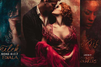 design romance cover, novel cover, kindle cover or amazon cover