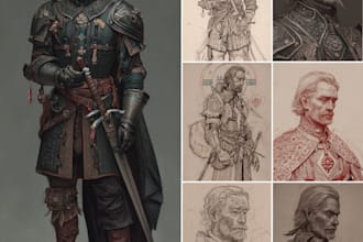 a dnd character art and dnd party, game fantasy