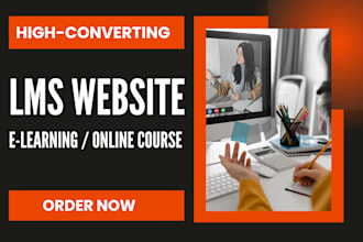 build lms website, elearning, online course website