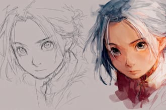 draw cheap coloured sketch anime style for you