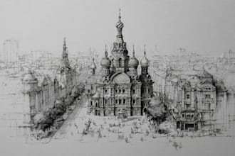 hand draw architecture and urban design sketches