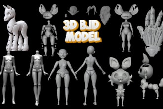 create 3d bjd doll, sculpt bjd 3d lego, 3d toy design, 3d articulated doll model