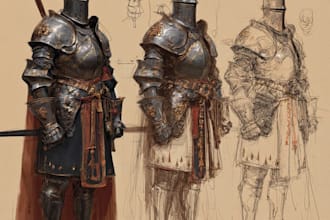 draw concept art of knights, medieval, dark fantasy