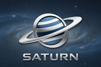 design a modern and cosmic saturn logo for your brand
