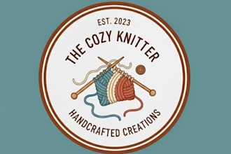 do a creative and cozy knitting logo for your company