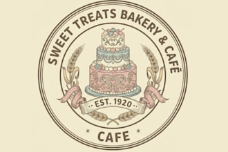do mascot vintage sweet cake bakery and cafe logo for your brand