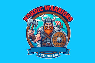 draw wonderful viking mascot logo design with company