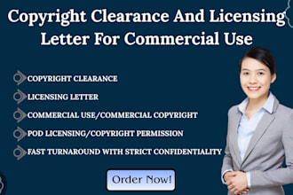 draft a copyright clearance and licensing letter for commercial use