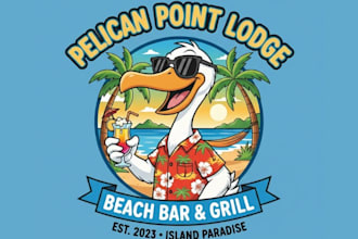 create high quality beach bar grill logo for your brand