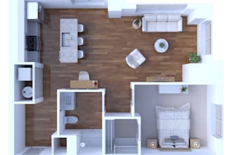 design concept board, 3d floor plan and modular architectural layout