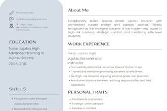 create a professional, modern, and ats friendly CV